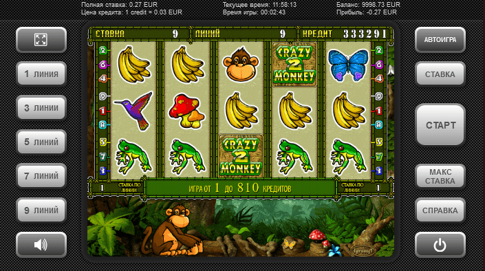 Slotul de joc Crazy Monkey 2